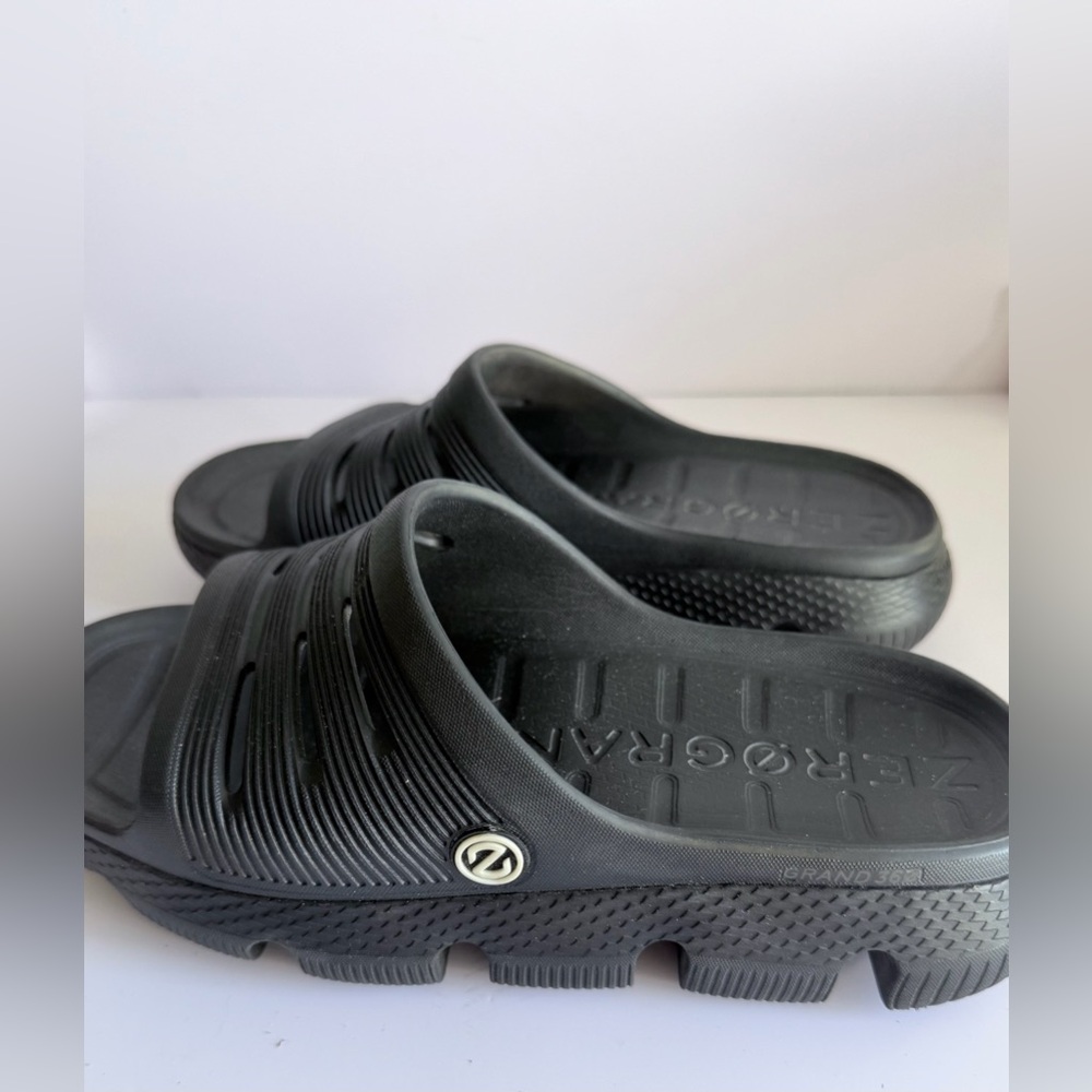 Cole Haan Black Slide Sandals with Textured Straps